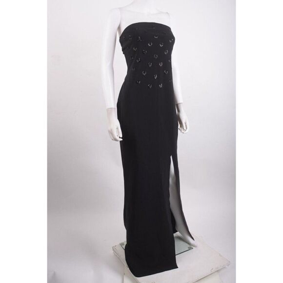 Chiara Boni Womans Evening Gown Dress Long Sz 8 Black Sparkle Strapless NWT - Picture 2 of 6